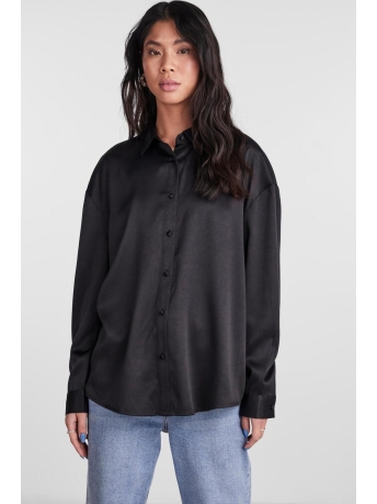 Pieces Blouse PCSILJA LS OVERSIZE SATIN SHIRT 17143876 Black