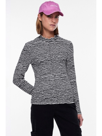 Pieces T-shirt PCSESH LS T-NECK TOP BC 17143887 BLACK/WHITE