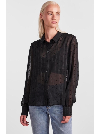 Pieces Blouse PCSYLLA LS GLITTER SHIRT 17144195 Black/STRIPES W