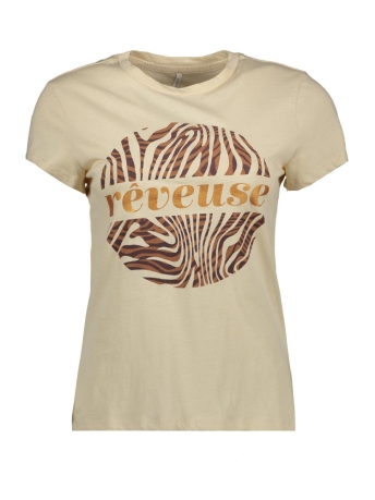 Only T-shirt ONLNALA REG S/S FRENCH TOP BOX CS JRS 15299357 Sandshell/Reveuse
