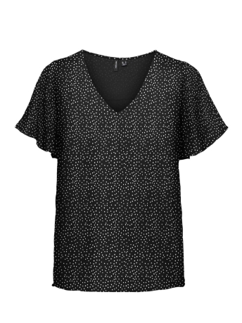 Vero Moda T-shirt VMSMILLA SS V-NECK TOP WVN GA 10290129 BLACK/DORI