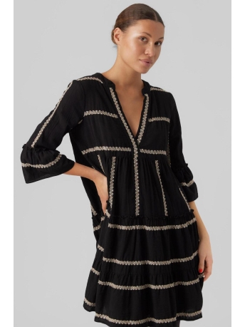 Vero Moda Jurk VMDICTHE 3/4 STRIPE EMB TUNIC WVN G 10292192 BLACK/SILVER