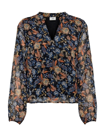 Jacqueline de Yong Blouse JDYJOSIE L/S V-NECK TOP WVN 15305402 Black/BURNT ORAN