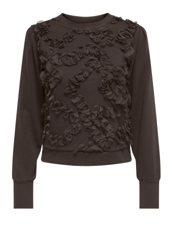 Jacqueline de Yong Trui JDYFAIRVIEW L/S FRONT LACE TOP JRS 15305256 BLACK OLIVE