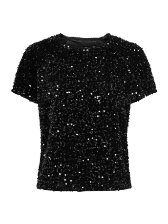 Jacqueline de Yong T-shirt JDYSHIRLEY S/S GLITTER TOP JRS 15316712 Black/SEQUINS BL