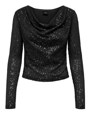Jacqueline de Yong T-shirt JDYCARMEN GLITTER FALL BLOUSE JRS 15316730 Black