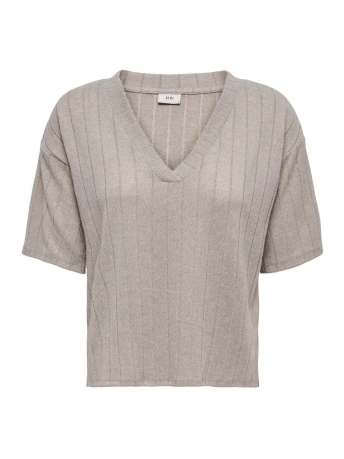 Jacqueline de Yong T-shirt JDYTONSY LINA 2/4 V-NECK TOP JRS 15294102 Tapioca/MELANGE