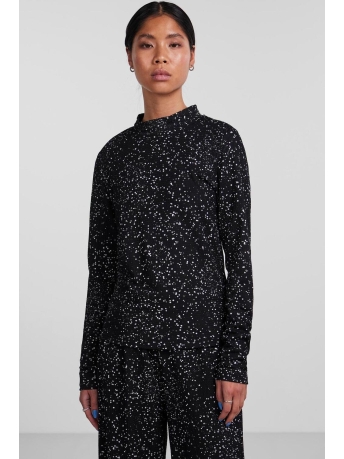 Pieces T-shirt PCFANIA LS T-NECK TOP BC 17145494 Black/Cdan Dots