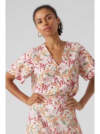 Vero Moda T-shirt VMUTILLA S/S V-NECK TOP WVN BTQ 10290165 CLOUD DANCER/UTILLA