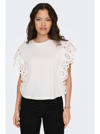 Only T-shirt ONLLAURA S/L FRILL MIX TOP JRS 15294830 CLOUD DANCER