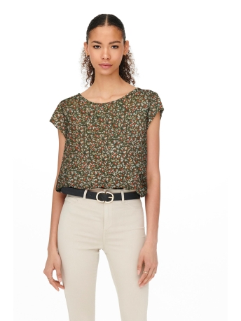 Only T-shirt ONLVIC S/S AOP TOP NOOS PTM 15161116 WINTER MOSS/ANIMAL