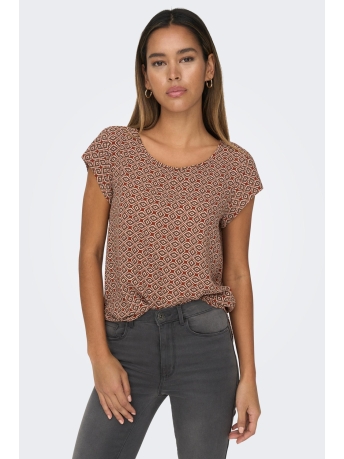 Only T-shirt ONLVIC S/S AOP TOP NOOS PTM 15161116 HENNA/KOMA