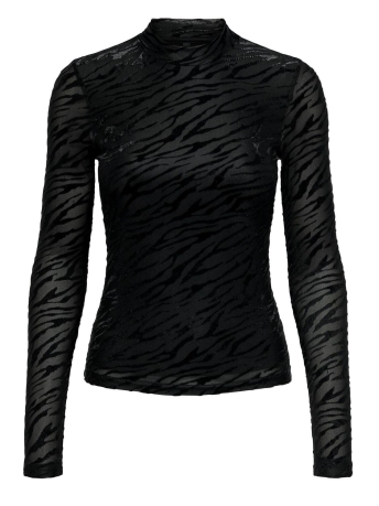 Only T-shirt ONLNORA L/S MESH TOP JRS 15310396 Black/Chinch ani