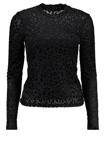 Only T-shirt ONLNORA L/S MESH TOP JRS 15310396 BLACK/LEO