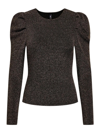 Only T-shirt ONLNEW RICH L/S GLITTER PUFF TOP JR 15310134 Silver/Gold Glitt