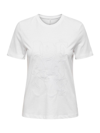 Only T-shirt ONLANISE LIFE REG S/S EMB TOP BOX J 15298137 BRIGHT WHITE