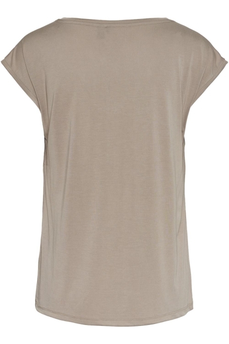 Pieces taupe dames t-shirt | Achteraanzicht