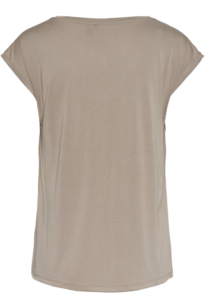 Pieces taupe dames t-shirt | Achteraanzicht