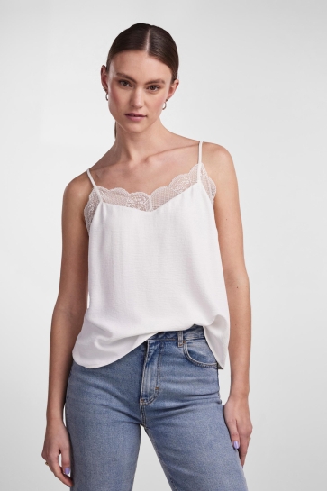 Pieces Top PCTIFFANY STRAP LACE TOP NOOS BC 17132739 Cloud Dancer