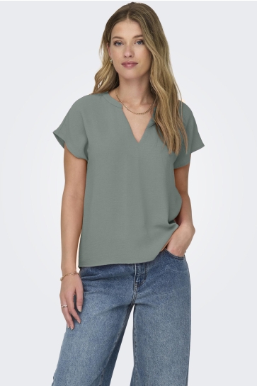 Jacqueline de Yong T-shirt JDYLION S/S TOP WVN NOOS 15249287 Chinois Green