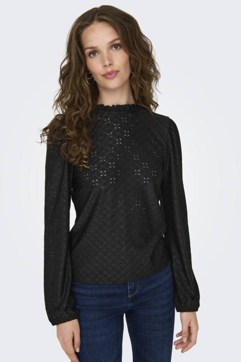 Jacqueline de Yong zwarte dames t-shirt | Model vooraanzicht