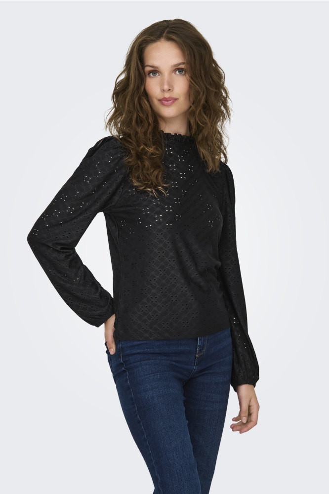 Jacqueline de Yong zwarte dames t-shirt | Model vooraanzicht