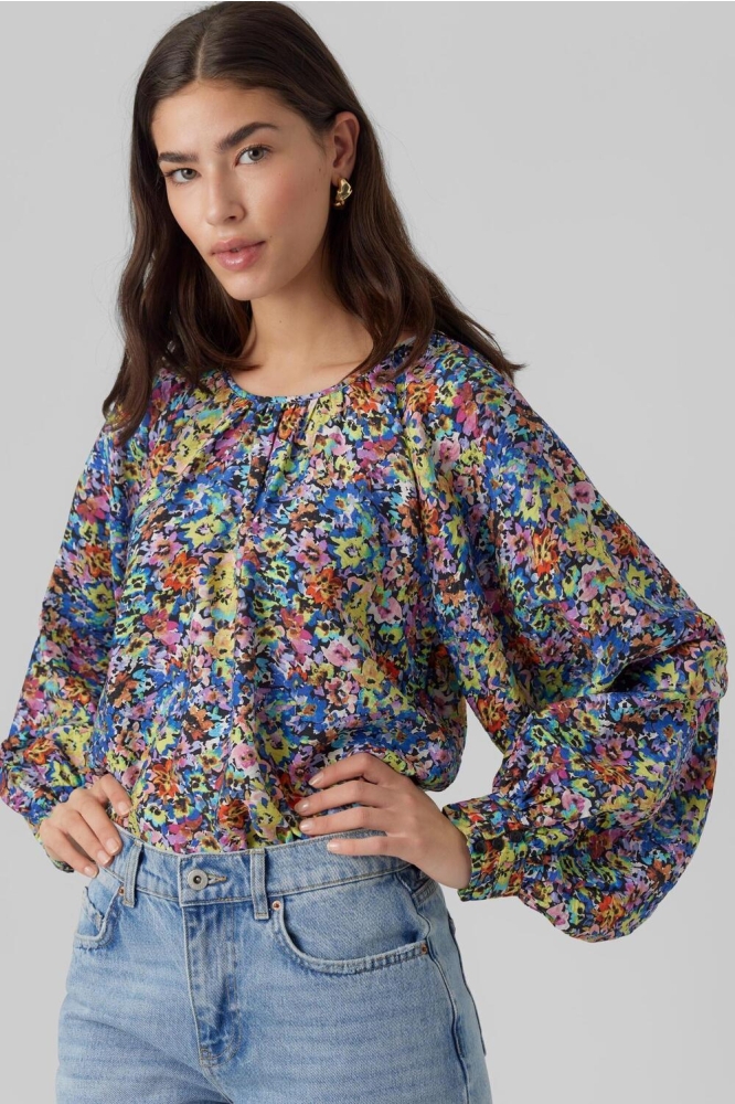 VMJOSIE AOP LS TOP WVN GA 10290411 Black/Kira