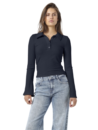Noisy may T-shirt NMCLARA L/S POLO COLLAR TOP JRS 27028836 Navy Blazer