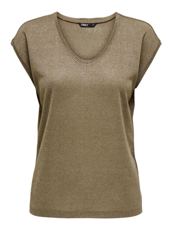 Only T-shirt ONLSILVERY S/S V NECK LUREX TOP JRS 15136069 FALCON