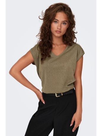 Only T-shirt ONLSILVERY S/S V NECK LUREX TOP JRS 15136069 FALCON