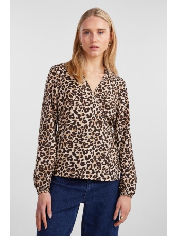 Pieces Blouse PCNESSA LS WRAP TOP NOOS CP 17140812 Silver Mink/LEO AOP