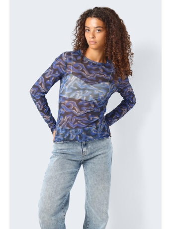 Noisy may T-shirt NMVIOLET L/S BABYLOCK HEM TOP FWD J 27029222 Navy blazer/BLUE/TAUPE
