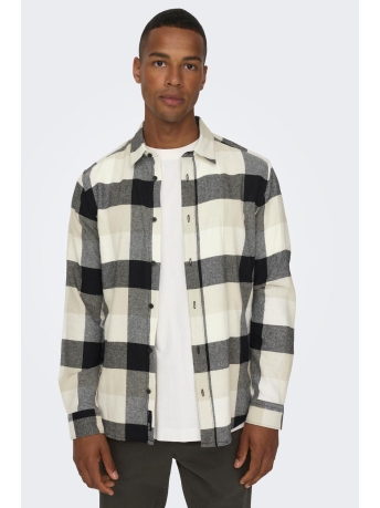 Only & Sons Overhemd ONSGUDMUND LS 3T CHECK SHIRT NOOS 22020301 Star White