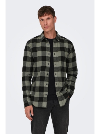 Only & Sons Overhemd ONSGUDMUND LS CHECKED SHIRT NOOS 22007112 CASTOR GRAY