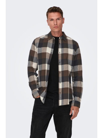 Only & Sons Overhemd ONSGUDMUND LS 3T CHECK SHIRT NOOS 22020301 HOT FUDGE