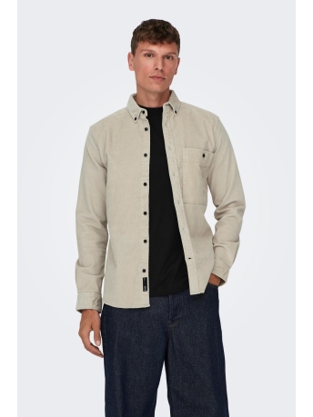Only & Sons Overhemd ONSNEWTERRY REG CORD LS SHIRT NOOS 22026296 SILVER LIN