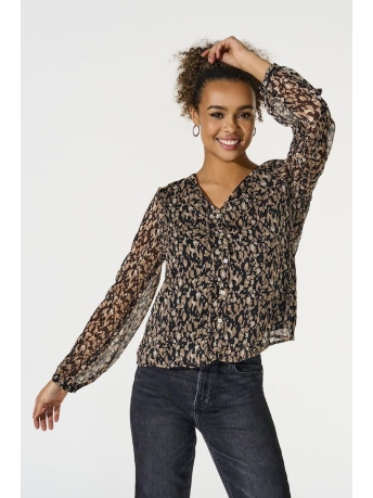 Only Blouse ONLLUNA L/S V-NECK TOP NOOS PTM 15286738 BLACK/CORA GRAPHIC