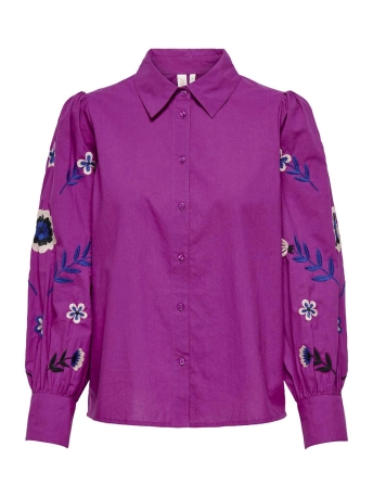 Only Blouse ONLZORA LISE LS EMB. SHIRT WVN CS 15322227 CLOVER/BLACK