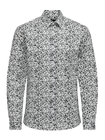 Only & Sons Overhemd ONSANDY SLM EASY IRON DITSY POPLIN 22027390 BRIGHT WHITE