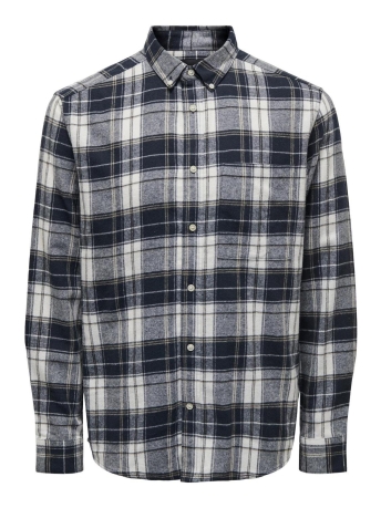 Only & Sons Overhemd ONSLUKA REG LS CHECK SHIRT 22027308 DARK NAVY
