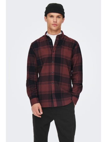 Only & Sons Overhemd ONSSOLL LS CHECK SHIRT 22022446 TAWNY PORT