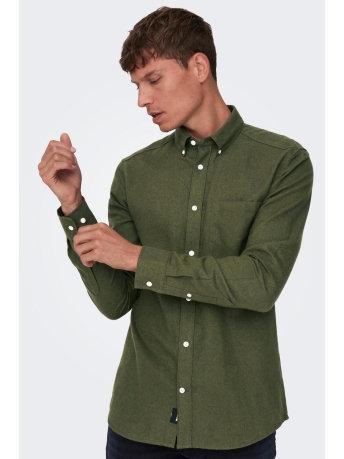 Only & Sons Overhemd ONSGUDMUND SLIM 1-PKT SOLID SHIRT N 22027307 FOREST NIGHT