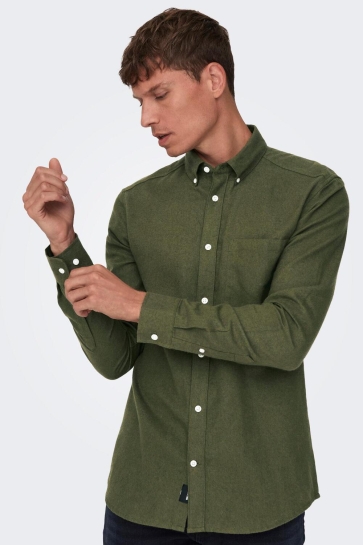 Only & Sons Overhemd ONSGUDMUND SLIM 1-PKT SOLID SHIRT N 22027307 FOREST NIGHT