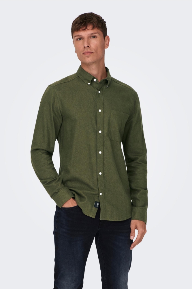 Only & Sons groene heren overhemd