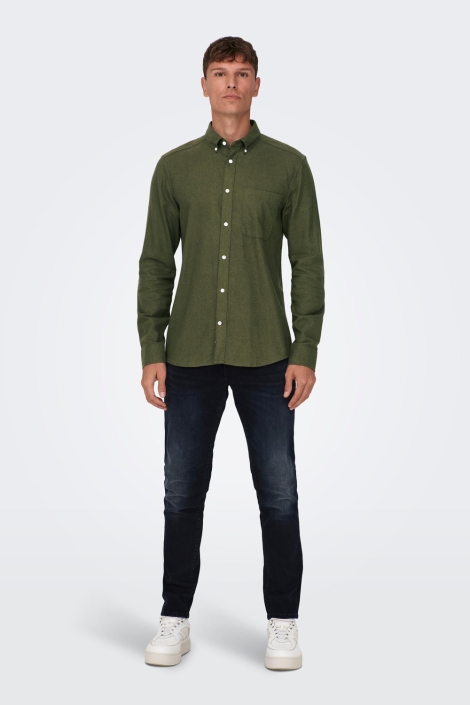 Only & Sons groene heren overhemd