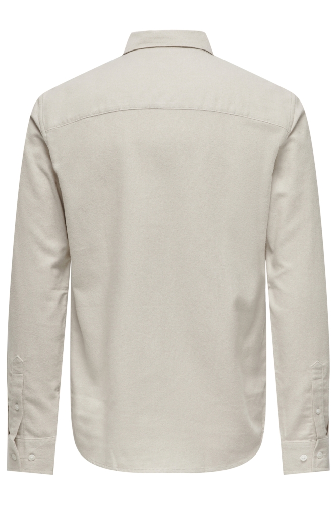 Only & Sons beige heren overhemd | Achteraanzicht
