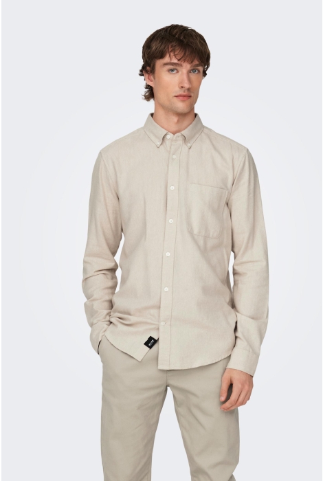 onsgudmund slim 1 pkt solid shirt n 22027307 only sons overhemd silver lining