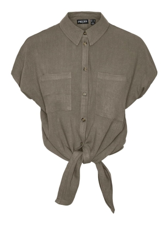Pieces Blouse PCVINSTY SS LINEN TIE SHIRT NOOS 17124357 Fossil