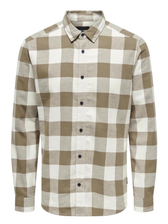 Only & Sons Overhemd ONSGUDMUND LS CHECKED SHIRT NOOS 22007112 Teak