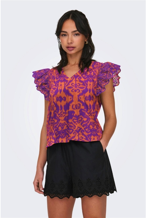 Only onllou emb s/s frill top ptm